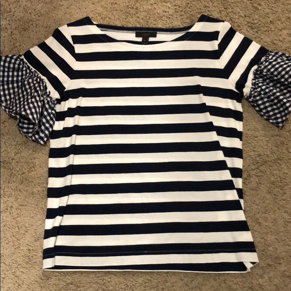 J Crew Navy White Striped T-shirt XS worn once